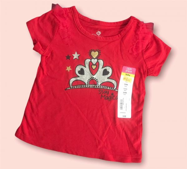 Blusa de manga corta color roja- Talla 24 meses - Okie Dokie