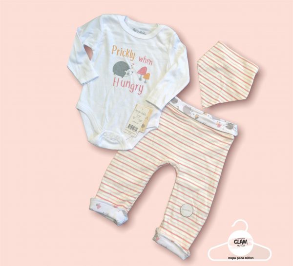 Set de 3 piezas: pants, body y babero - Talla 9 a 12 meses - Harry & Violet
