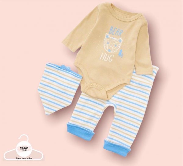 Conjunto de body, babero y pants - Talla 12 a 18 meses - Harry & Violet