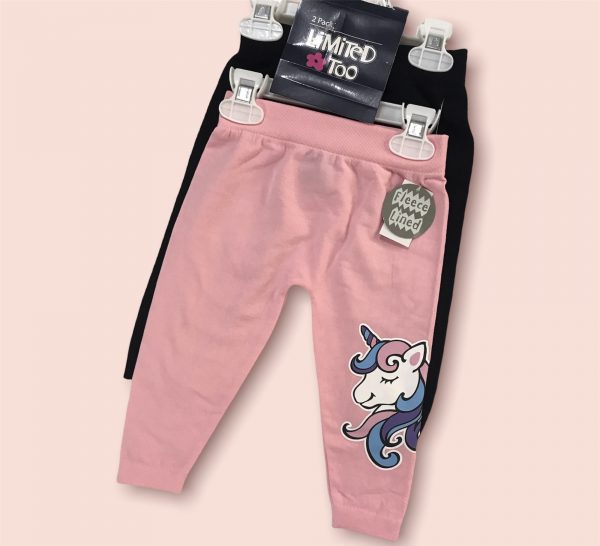 2 Leggin rosado y negro - Talla 12 a 24 meses - Limited Too