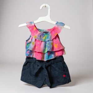 Enterizo bonito de colores con short de lona  - Talla 24 meses - Limited Too