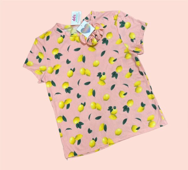 Blusa Rosa fresco con diseño de limones - Talla L - Yummy Soft