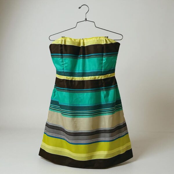 Vestido sin tirantes multicolor a rayas - Talla 2 - Banana Republic