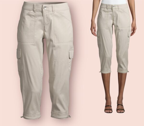 Pantalón Cargo Capri color Kaki - Talla 4 - Time and True