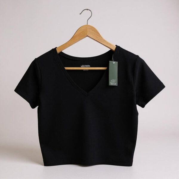 Blusa de manga corta negra crop top   - Talla M – Wildfable