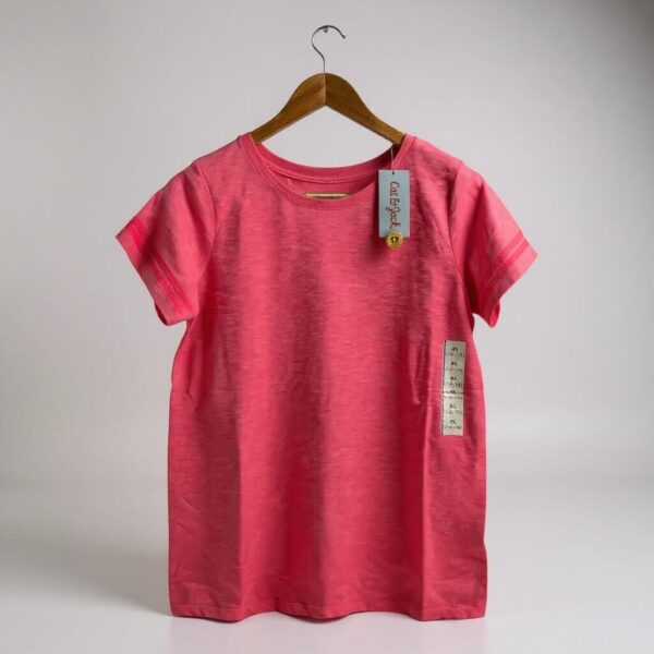 Blusa manga corta, diseño de lentejuelas en mangas, color Rosado  - Talla 14/16