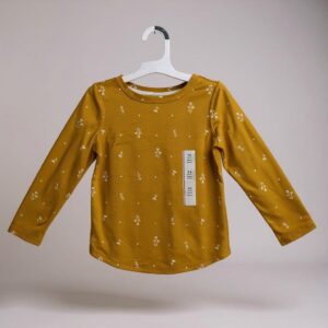 Blusa manga larga amarilla con flores beige - Talla 4/5 – Cat & Jack